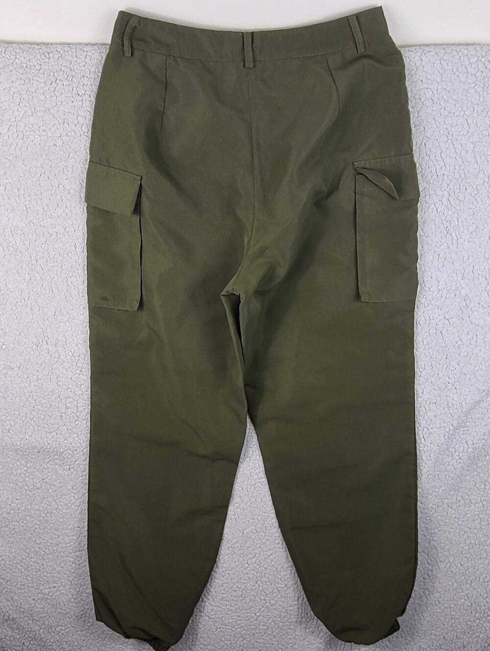 SHEIN Olive Green Cargo Jogger Pants Utility‎ Pockets M 6 Ankle Cuffs - Picture 14 of 15